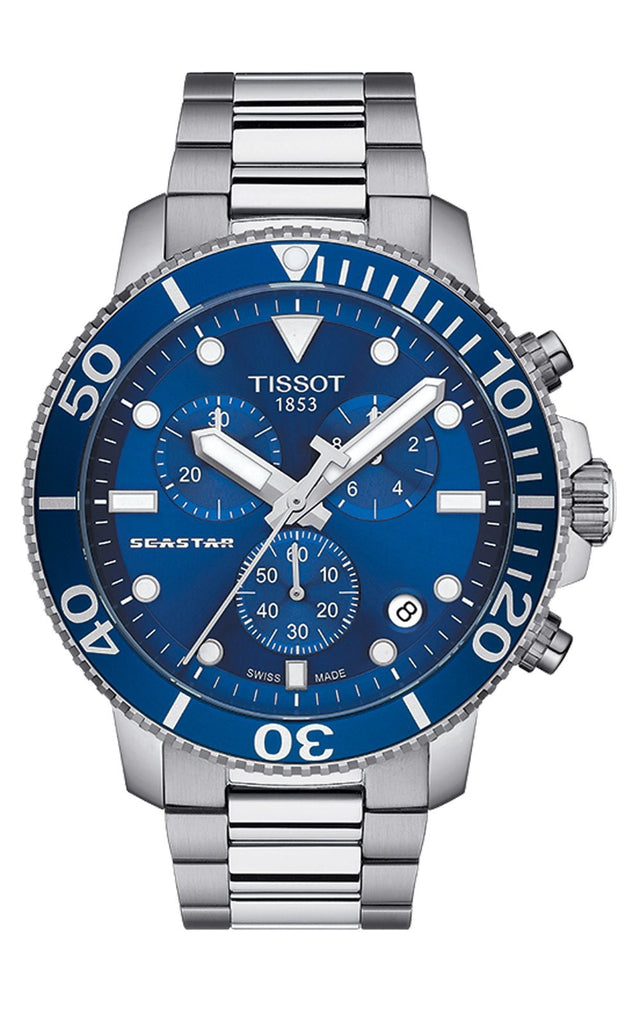Tissot Seastar 1000 Chronograph Blue Dial Silver Steel Strap Watch For Men - T120.417.11.041.00 Buy Now By Tissot