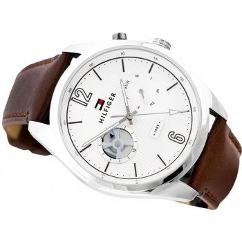 Tommy Hilfiger Deacon White Dial Brown Leather Strap Watch for Men - 1791550 Buy Now By Tommy Hilfiger