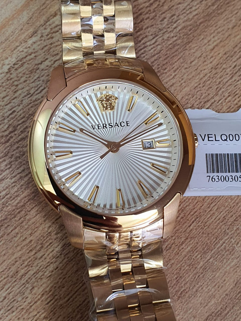 Versace V-Urban Quartz White Dial Gold Steel Strap Watch For Men - VELQ00719 Buy Now By Versace