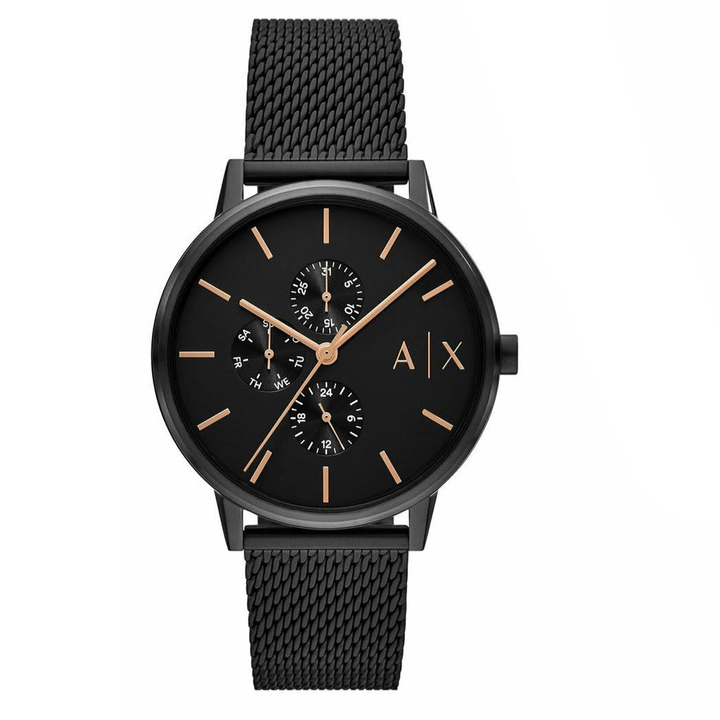 Armani Exchange Cayde Chronograph Black Dial Black Mesh Strap Watch For Men - AX2716 Buy Now By Armani Exchange