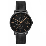 Armani Exchange Cayde Chronograph Black Dial Black Mesh Strap Watch For Men - AX2716 Buy Now By Armani Exchange