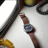 Fossil Bronson Chronograph Luggage Blue Dial Brown Leather Strap Watch for Men - FS5829 Buy Now By Fossil