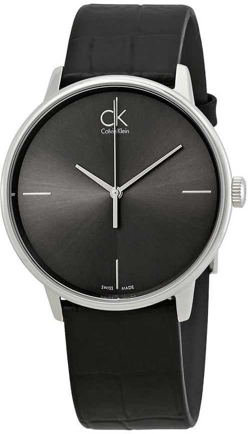 Calvin Klein Accent Black Dial Black Leather Strap Watch for Men - K2Y2X1C3 Buy Now By Calvin Klein