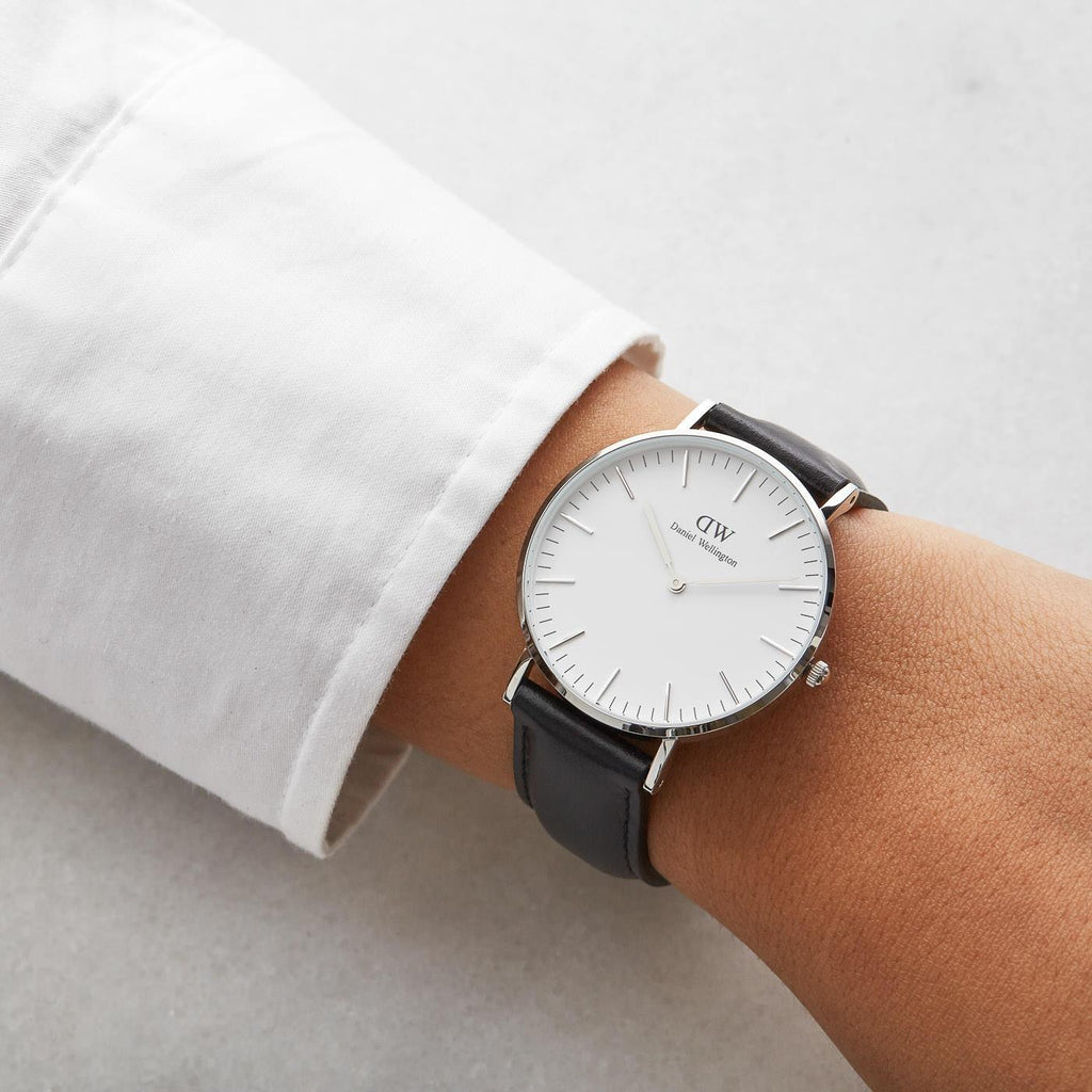 Daniel Wellington Classic Sheffield White Dial Black Leather Strap Watch For Women - DW00100053 Buy Now By Daniel Wellington