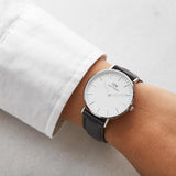 Daniel Wellington Classic Sheffield White Dial Black Leather Strap Watch For Women - DW00100053 Buy Now By Daniel Wellington