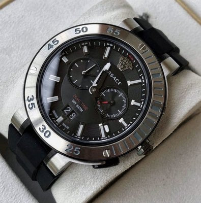 Versace V Extreme Chronograph Black Tone Dial Black Rubber Strap Watch for Men - VCN020017 Buy Now By Versace