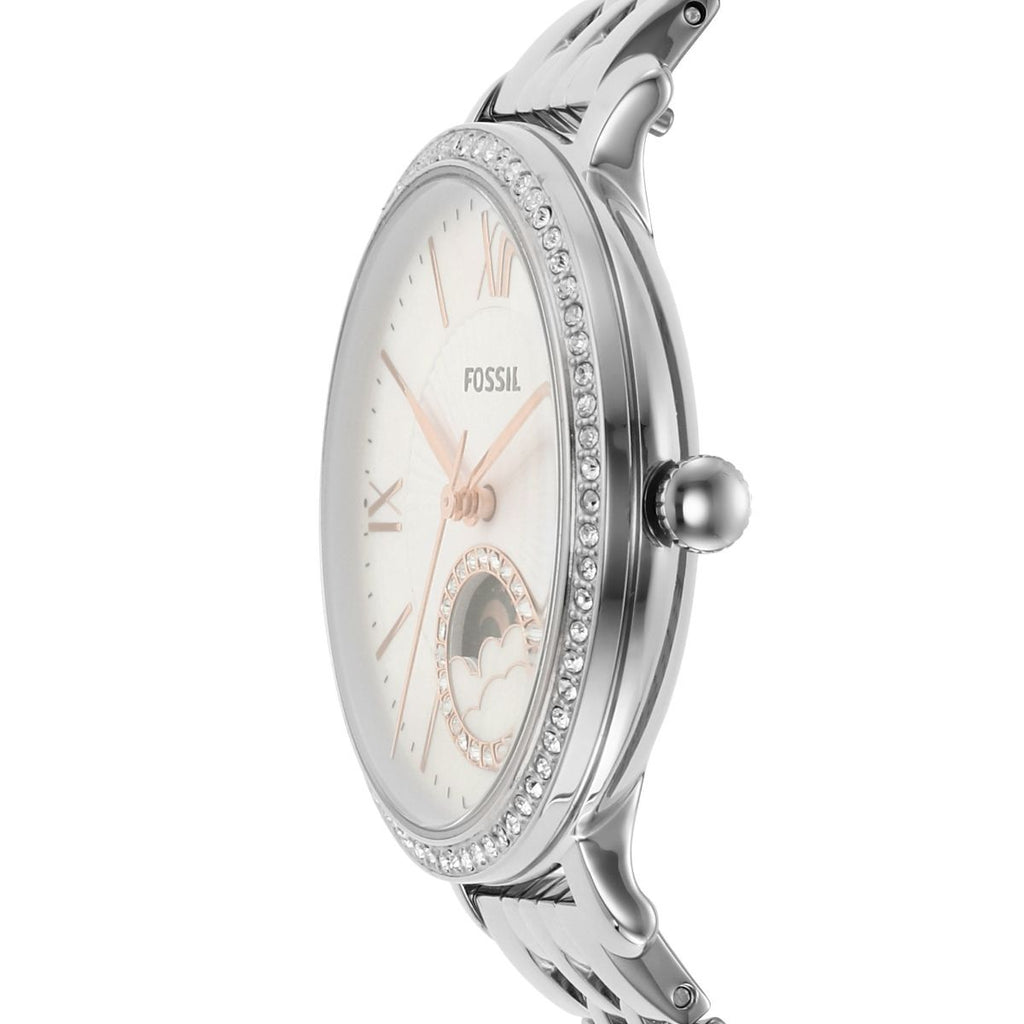 Fossil Jacqueline Multifunction Moonphase White Dial Silver Steel Strap Watch for Women - ES5164 Buy Now By Fossil