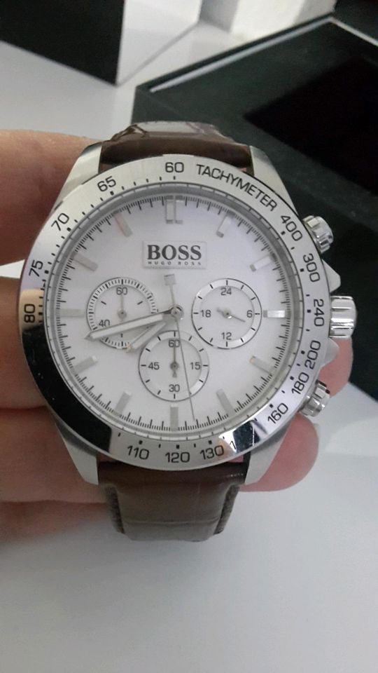 Hugo Boss Ikon White Dial Brown Leather Strap Watch for Men - 1513175 Buy Now By Hugo Boss