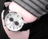 Emporio Armani Gianni White Dial Black Leather Strap Watch For Men - AR0385 Buy Now By Emporio Armani