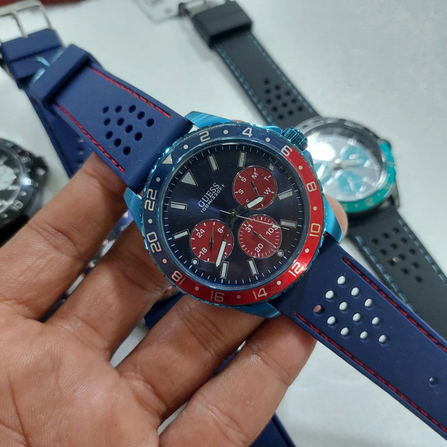 Guess Odyssey Analog Blue Dial Blue Rubber Strap Watch For Men - W1108G1 Buy Now By Guess