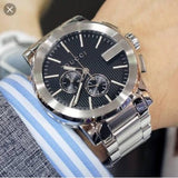 Gucci G Chrono Black Dial Silver Steel Strap Watch For Men - YA101204 Buy Now By Gucci
