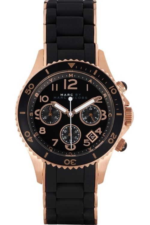 Marc Jacobs Rock Chronograph Black Dial Black Silicone Strap Watch for Women - MBM2553 Buy Now By Marc Jacobs