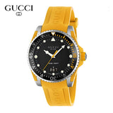 Gucci Dive Black Dial Yellow Rubber Strap Watch For Men - YA136319 Buy Now By Gucci