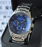 Emporio Armani Sportivo Chronograph Blue Dial Silver Steel Strap Watch For Men - AR5860 Buy Now By Emporio Armani