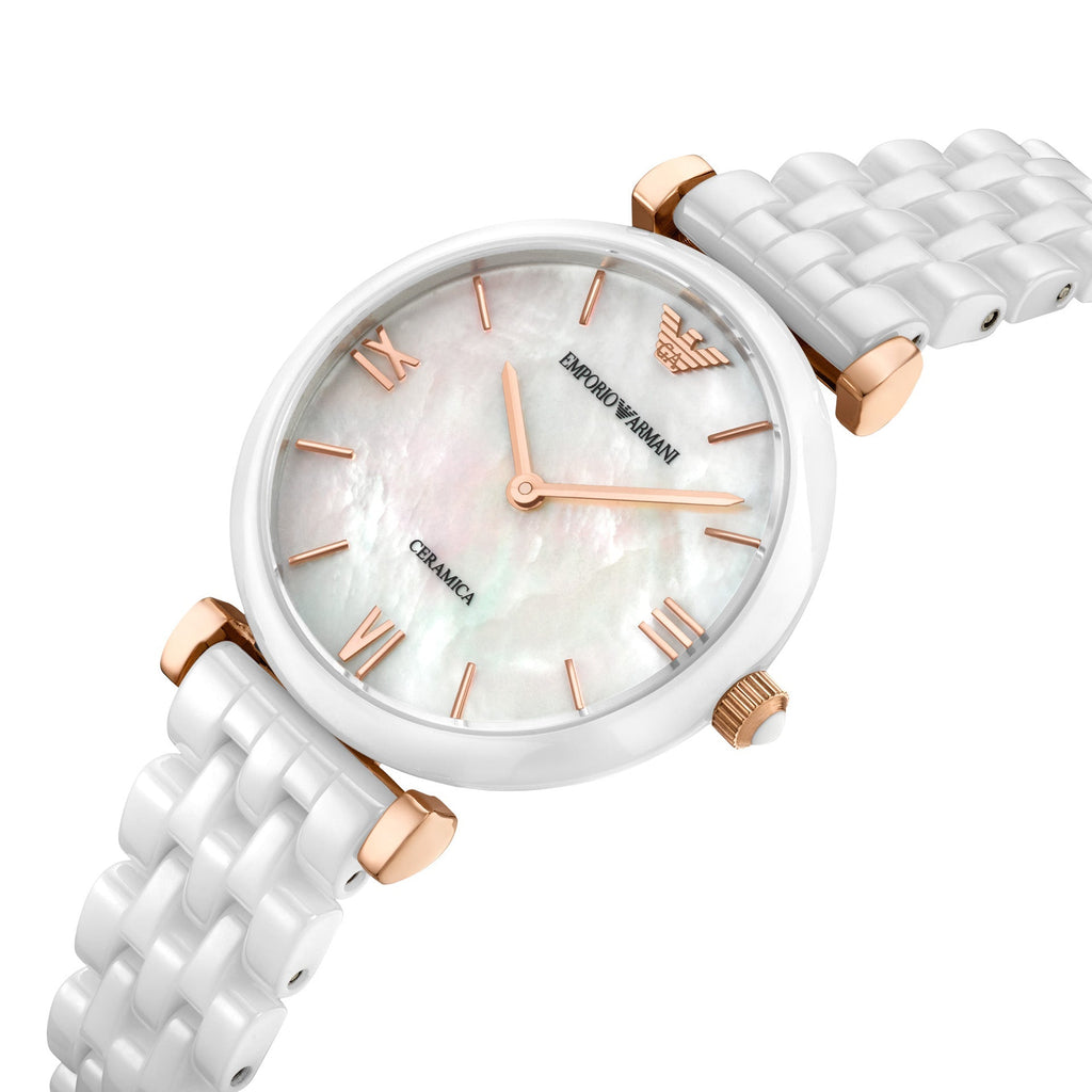 Emporio Armani Ceramica Mother of Pearl Dial White Ceramic Strap Watch For Women - AR1486 Buy Now By Emporio Armani