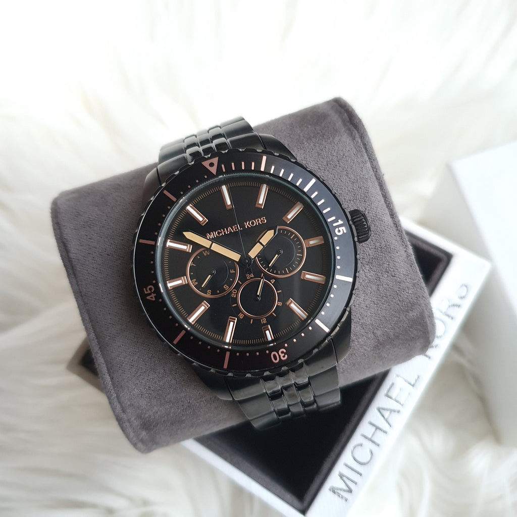 Michael Kors Cunningham Chronograph Black Dial Black Steel Strap Watch For Men - MK7157 Buy Now By Michael Kors