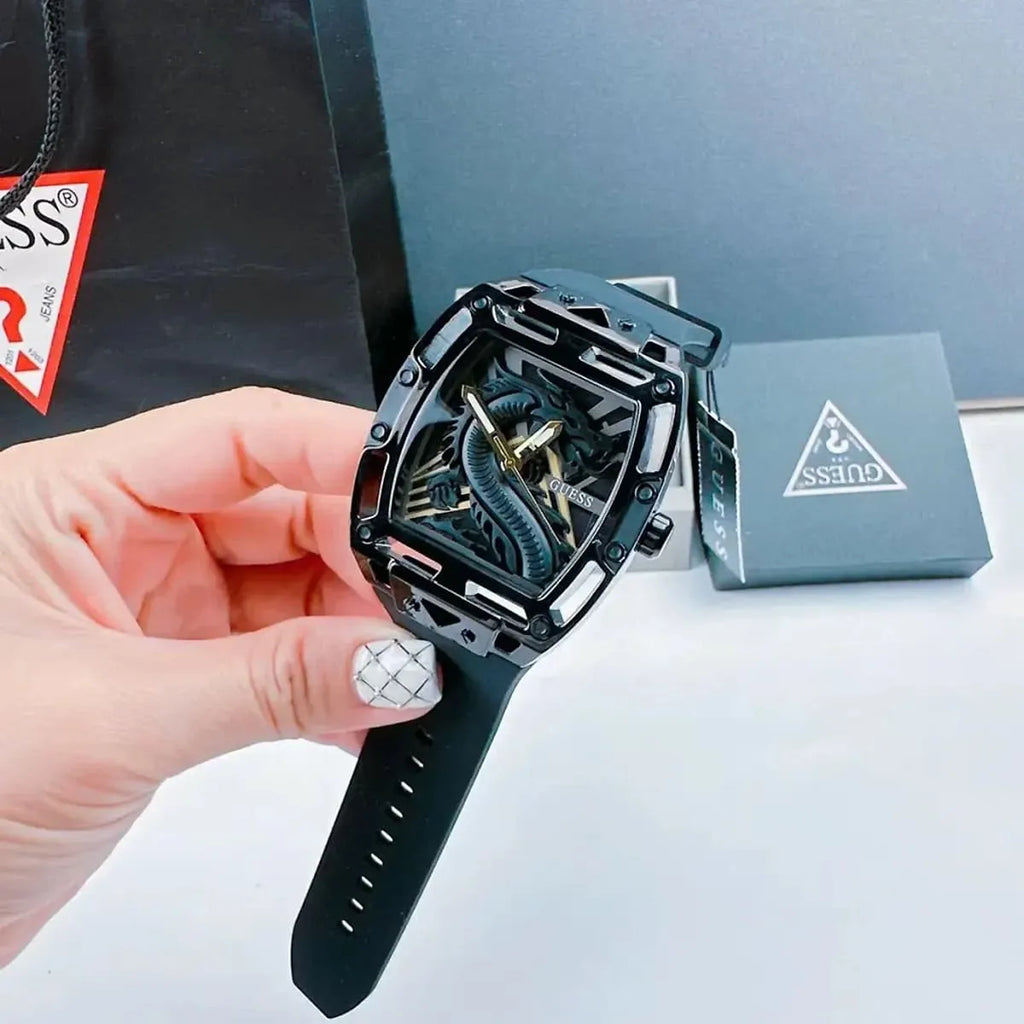 Guess Legend Analog Black Dial Black Rubber Strap Watch For Men - GW0648G1 Buy Now By Guess