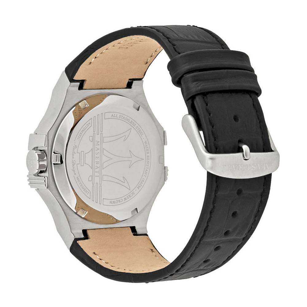 Maserati Potenza Automatic Black Dial Black Leather Strap Watch For Men - R8821108001 Buy Now By Maserati