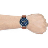 Fossil Dillinger Luggage Chronograph Blue Dial Brown Leather Strap Watch for Men - FS5675 Buy Now By Fossil