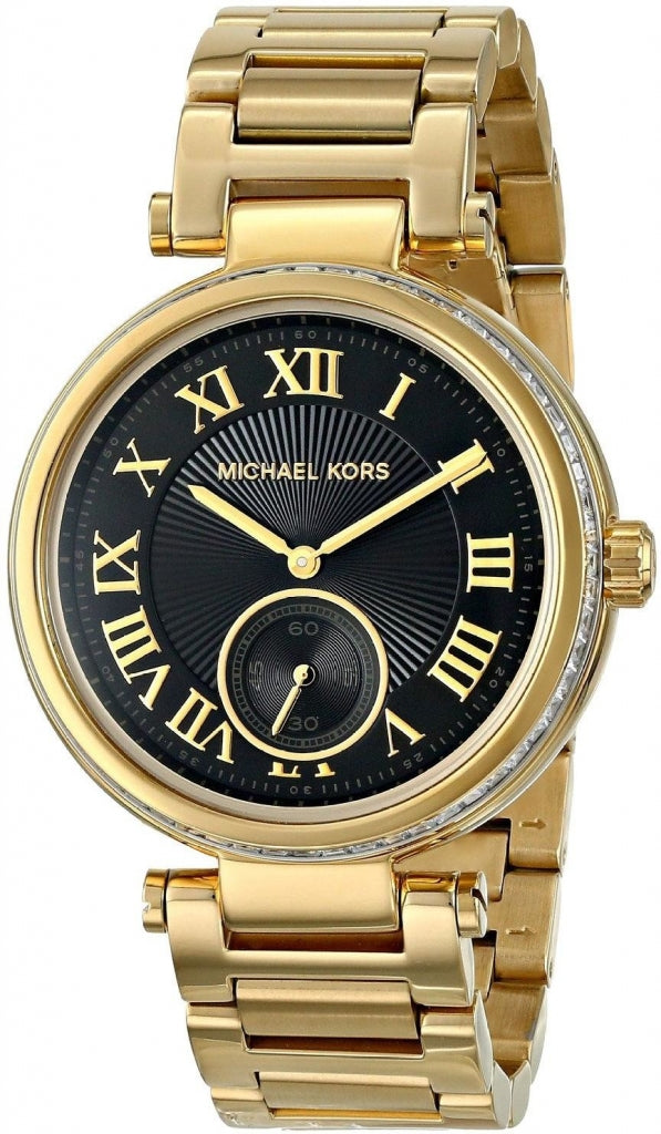 Michael Kors Skylar Black Dial Gold Steel Strap Watch for Women - MK5989 Buy Now By Michael Kors