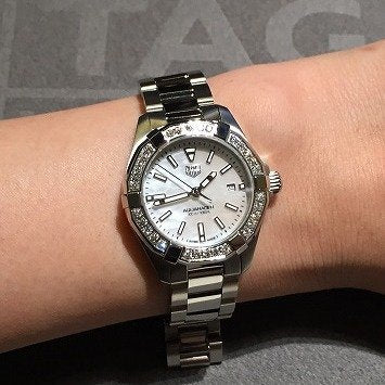 Tag Heuer Aquaracer Diamonds Mother of Pearl White Dial Silver Steel Strap Watch for Women - WBD1413.BA0741 Buy Now By Tag Heuer