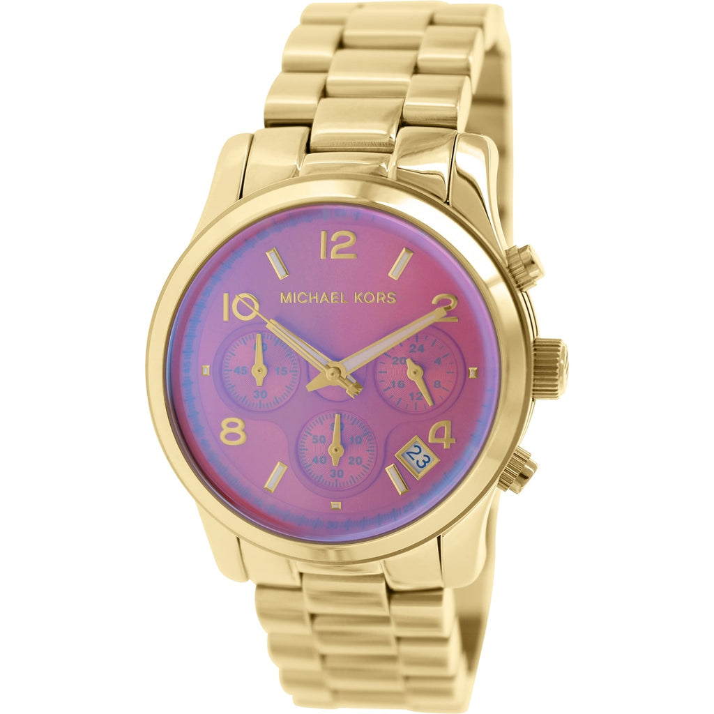 Michael Kors Runway Iridescent Pink Dial Gold Steel Strap Watch for Women - MK5939 Buy Now By Michael Kors