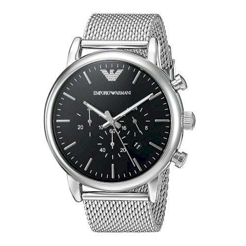 Emporio Armani Luigi Black Dial Silver Mesh Bracelet Watch For Men - AR8032 Buy Now By Emporio Armani
