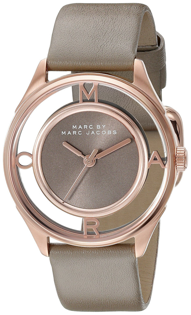 Marc Jacobs Tether Grey Dial Grey Leather Strap Watch for Women - MBM1375 Buy Now By Marc Jacobs