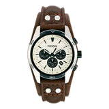 Fossil Coachman Chronograph White Dial Brown Leather Strap Watch for Men - CH2890 Buy Now By Fossil