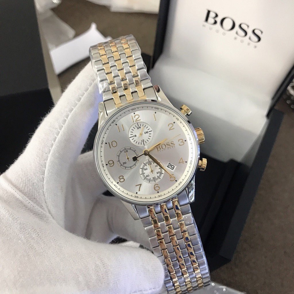 Hugo Boss Navigator White Dial Two Tone Steel Strap Watch for Men - 1513499 Buy Now By Hugo Boss