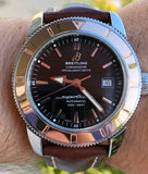 Breitling Superocean Heritage 42mm Rose Gold Chronometer Black Dial Brown Leather Strap Mens Watch - U1732112 Buy Now By Breitling