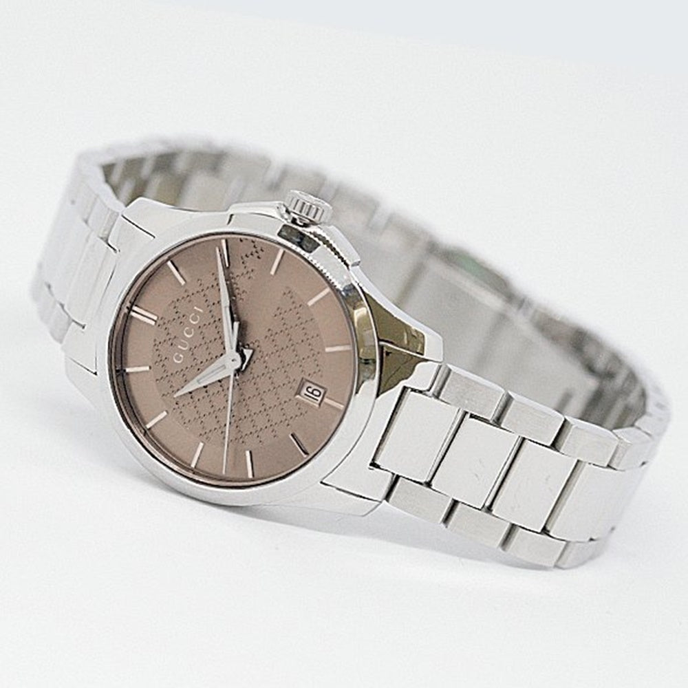 Gucci G Timeless Brown Dial Silver Steel Strap Watch For Women - YA126526 Buy Now By Gucci