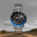 Fossil FB-01 Chronograph Black Dial Grey Steel Strap Watch for Men - FS5835 Buy Now By Fossil