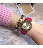 Michael Kors Averi Gold Dial Pink Leather Strap Watch for Women - MK2525 Buy Now By Michael Kors