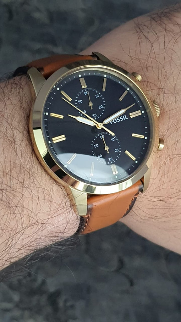 Fossil Townsman Chronograph Black Dial Brown Leather Strap Watch for Men - FS5338 Buy Now By Fossil