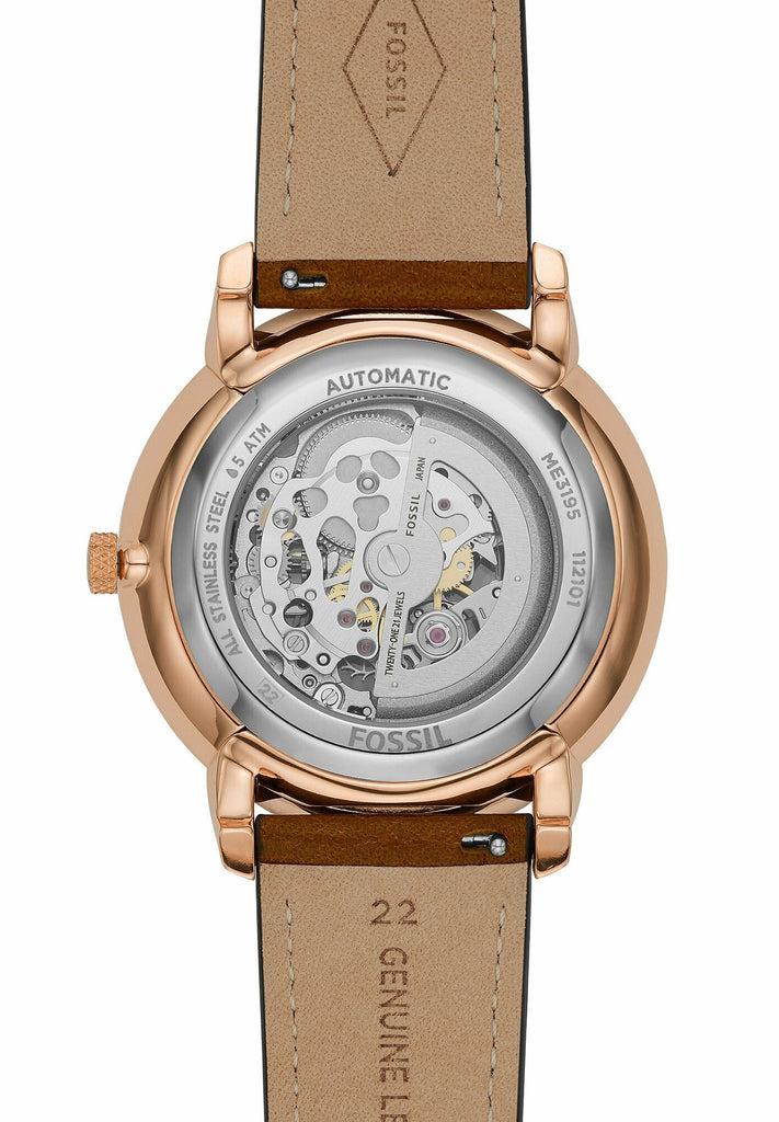 Fossil Neutra Automatic Luggage Skeleton Blue Dial Brown Leather Strap Watch for Men - ME3160 Buy Now By Fossil