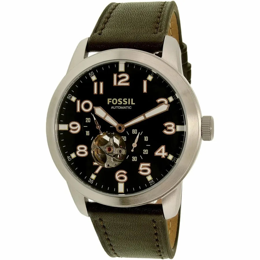 Fossil Pilot 54 Automatic Black Dial Brown Leather Strap Watch for Men - ME3118 Buy Now By Fossil