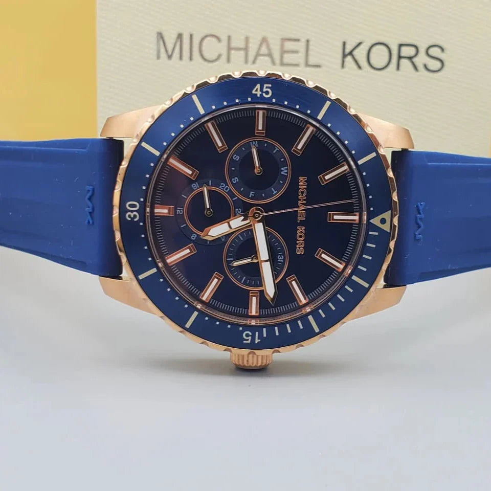 Michael Kors Cunningham Multifunction Blue Dial Blue Rubber Strap Watch For Men - MK7163 Buy Now By Michael Kors