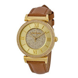 Michael Kors Catlin Champagne Dial Brown Leather Strap Watch for Women - MK2375 Buy Now By Michael Kors