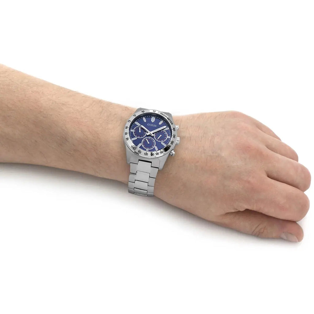 Guess Altitude Chronograph Blue Dial Silver Steel Strap Watch for Men - GW0329G1 Buy Now By Guess