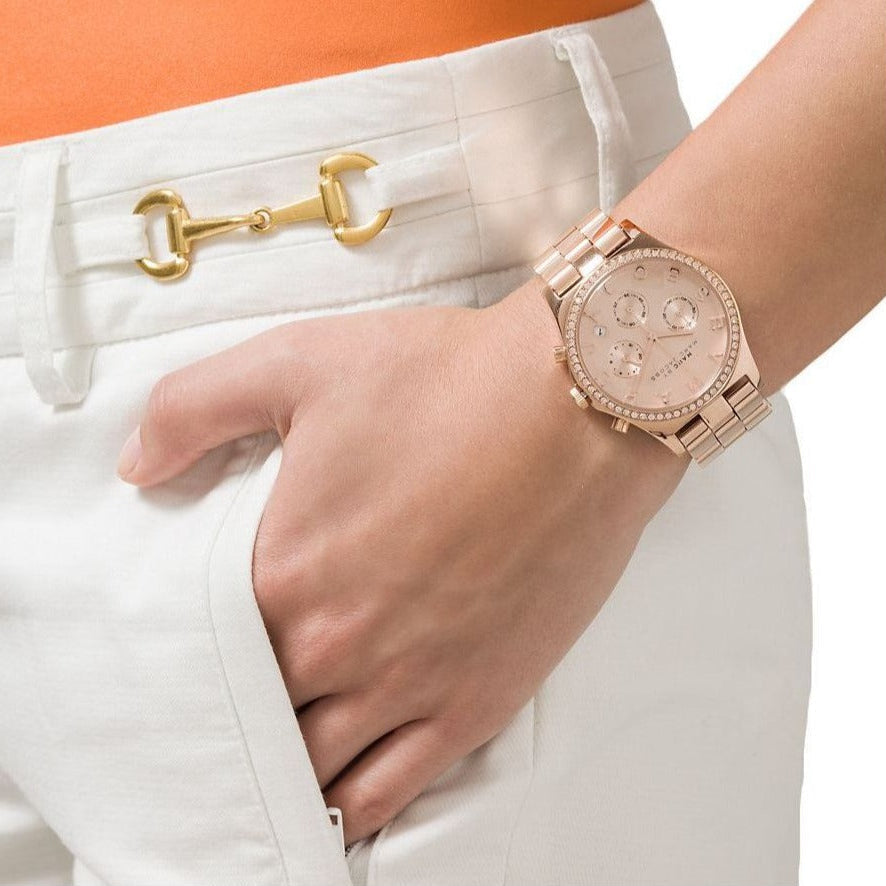 Marc Jacobs Henry Chronograph Rose Gold Dial Rose Gold Steel Strap Watch for Women - MBM3118 Buy Now By Marc Jacobs