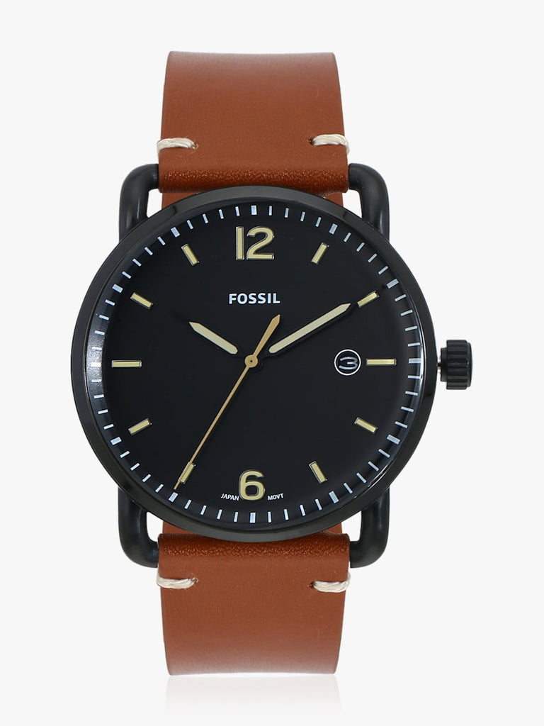 Fossil Commuter Three Hand Date Black Dial Brown Leather Strap Watch for Men - FS5276 Buy Now By Fossil