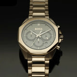 Hugo Boss Classic Chronograph Green Dial Beige Gold Steel Strap Watch For Men - 1514019 Buy Now By Hugo Boss