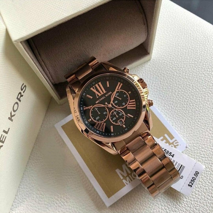 Michael Kors Bradshaw Black Dial Rose Gold Steel Strap Watch for Women - MK5854 Buy Now By Michael Kors