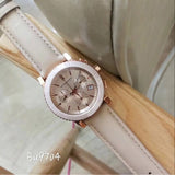 Burberry Chronograph Rose Gold Dial Beige Leather Strap Watch for Women - BU9704 Buy Now By Burberry
