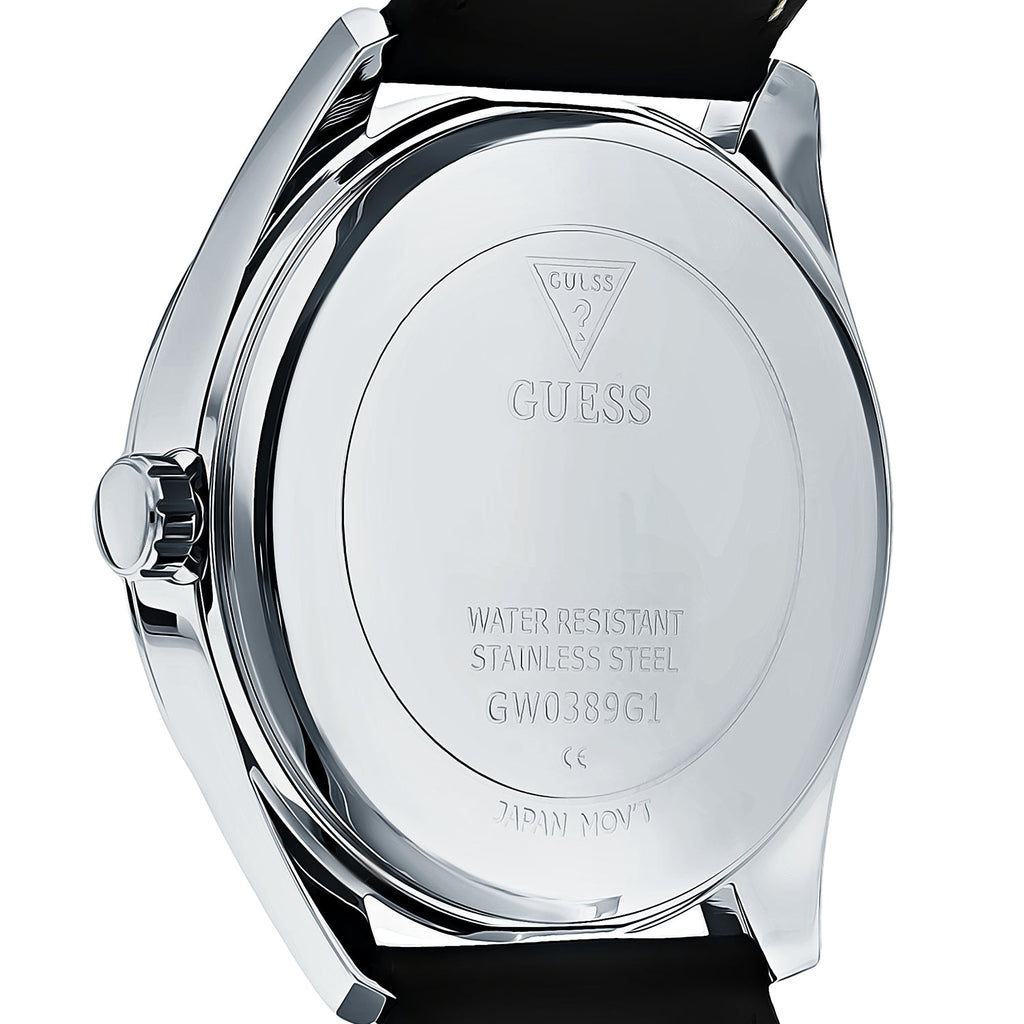 Guess Tailor Multifunction Black Dial Black Leather Strap Watch for Men - GW0389G1 Buy Now By Guess