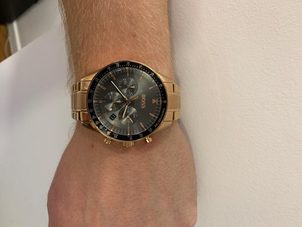 Hugo Boss Trophy Grey Dial Rose Gold Steel Strap Watch for Men - 1513632 Buy Now By Hugo Boss