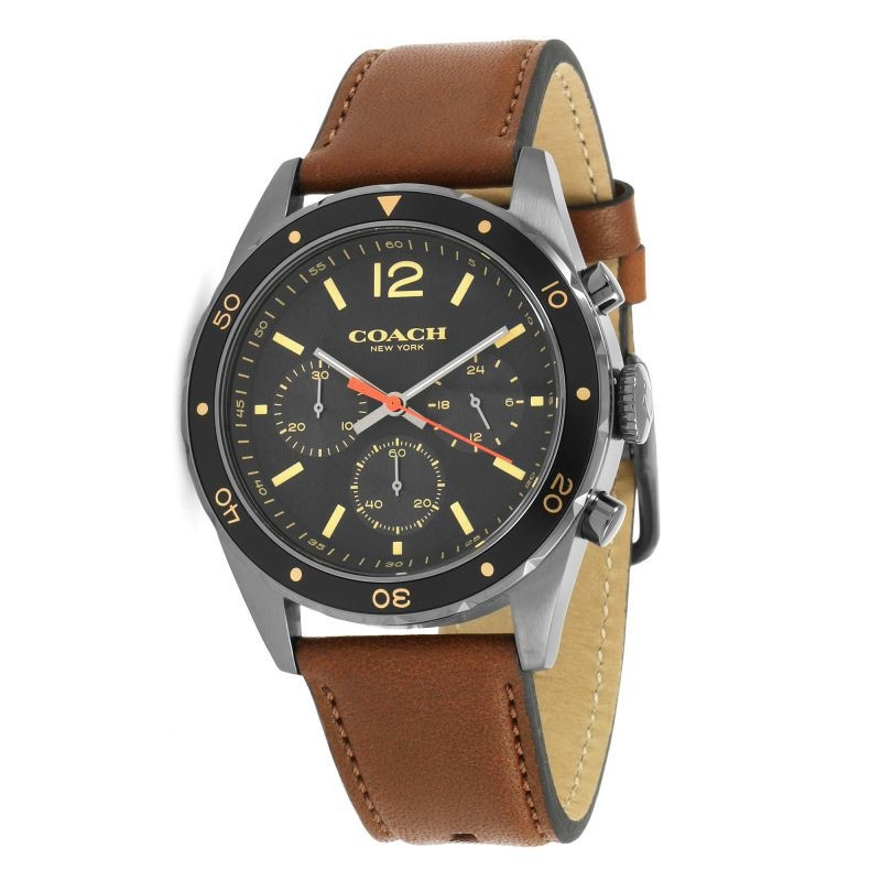 Coach Sullivan Chronograph Black Dial Brown Leather Strap Watch for Men - 14602070 Buy Now By Coach