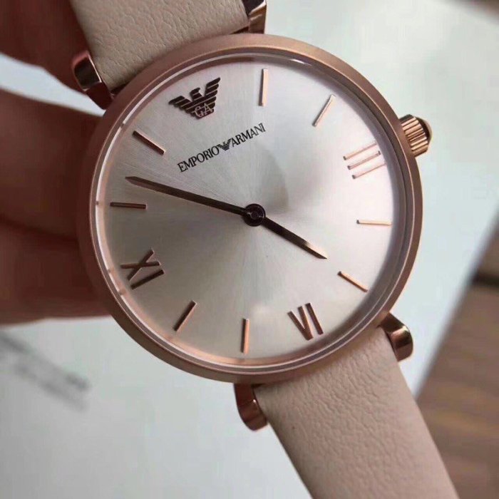 Emporio Armani Gianni T-Bar Quartz Rose Gold Dial Pink Leather Strap Watch For Women - AR11001 Buy Now By Emporio Armani