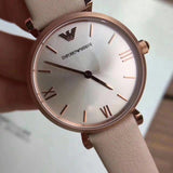 Emporio Armani Gianni T-Bar Quartz Rose Gold Dial Pink Leather Strap Watch For Women - AR11001 Buy Now By Emporio Armani
